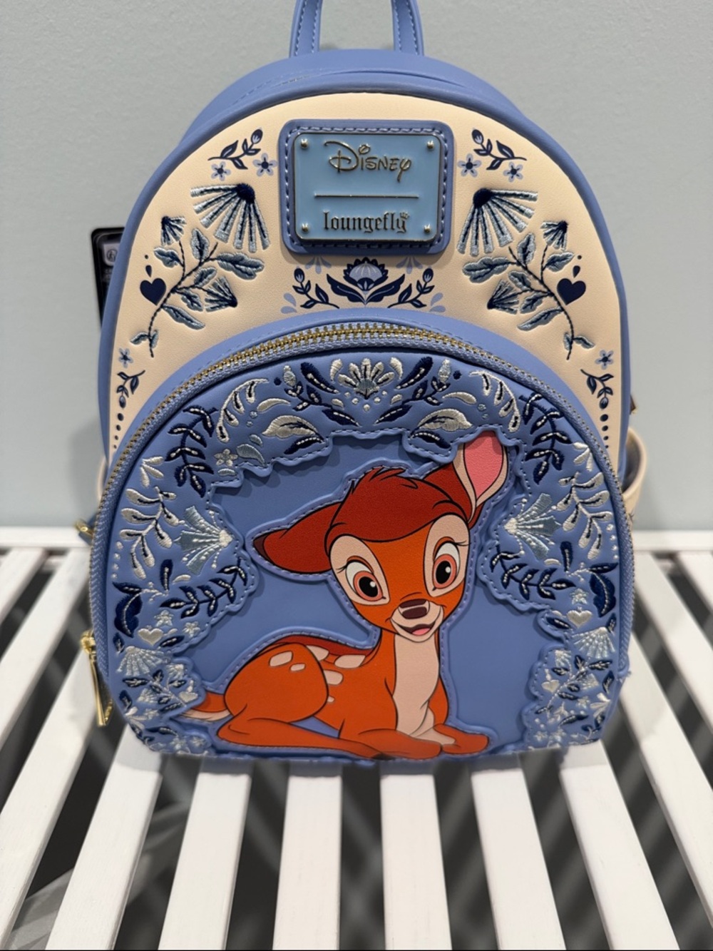 Loungefly Blue & Cream Bambi Mini Backpack Disney